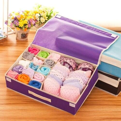 15 Grid Bra Storage Box Non-Woven Fabric Folding Underwear Storage Bag, Socks Clothing Organizer Box 2015 Hot