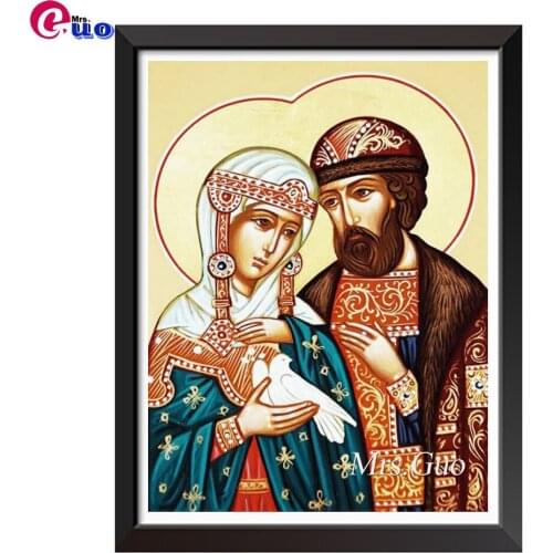 Sts. Peter and Fevronia of Murom,Diamond Painting Cross Stitch Kits Handmade Diamond Embroidery Painting Living Room Home Decor