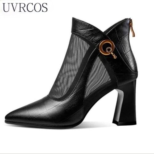 Women Crystal Lace Zip Mesh Pumps Woman High Heels Summer Female Shoes Classics Solid Platform Sandals Ladies Party Shoes