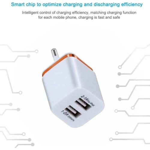 Universal EU/US Plug Adapter Dual USB Charger Phnom Penh Plating Mobile Phone Charger 5V 1.0A Suitable For Samsung Xiaomi Huawei
