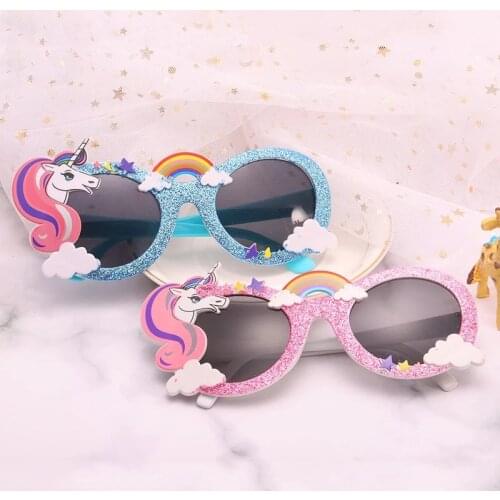 Party Decoration Rainbow Sequin Blue Pink Unicorn Cartoon Birthday Glasses for Unicorn Party Supplies Baby Shower Bride To Be