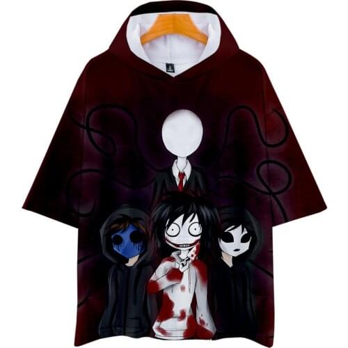 Creepypasta 3d Hooded T Shirt Fashion Harajuku T-Shirt Funny Printed Tee Shirt Plus Size Men Basic Short Sleeve Tshirt Clothes