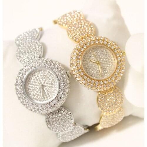 SEYRNOW Ladies Wrist Watches 2018 Full of Diamonds Sexy Bracelet Gold Small Quartz Watch Best Watches for Women Montre Femme