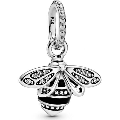 925 sterling silver woman jewelry bee Dangle Charm fit original Pandora bracelet accessories zircon silver beads DIY for women