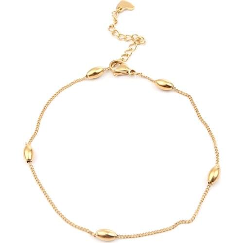 Fashion Women Anklet Bracelet 304 Stainless Steel Charm Anklet Gold Color/ Silver Color Oval Heart Lover Jewelry Gifts ,1 Piece