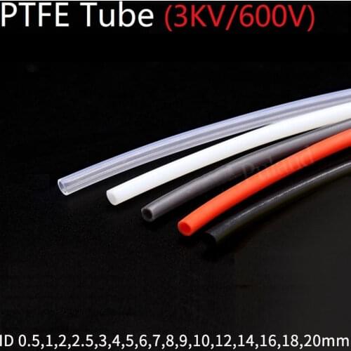 PTFE Tube ID 2.5mm x 4mm OD F46 Insulated Capillary Heat Protect Transmit Hose Rigid Pipe Temperature Corrosion Resistance 600V