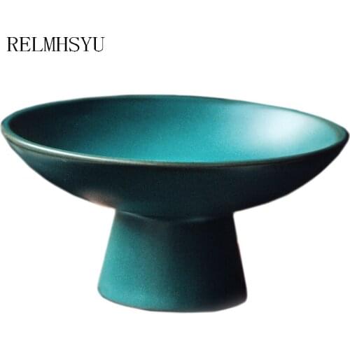 1PC Chinese Style Ceramic Stoneware Handmade Retro Snack Fruit Snack PlateTray Dinner Plate Dish Tableware