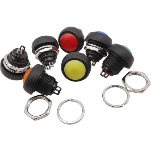 1Pcs Small PBS-33B 2 Pin 12mm Momentary Push Button Switch Waterproof Reset Non-locking Switch PBS33B Round