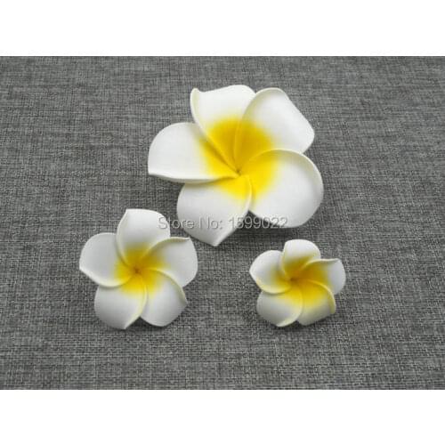 12pcs/lot 9cm 5.5cm 4.5cm Hawaiian Plumeria Hair Clips Women Children Foam Frangipani Flower Headwear Beach Party Accessories