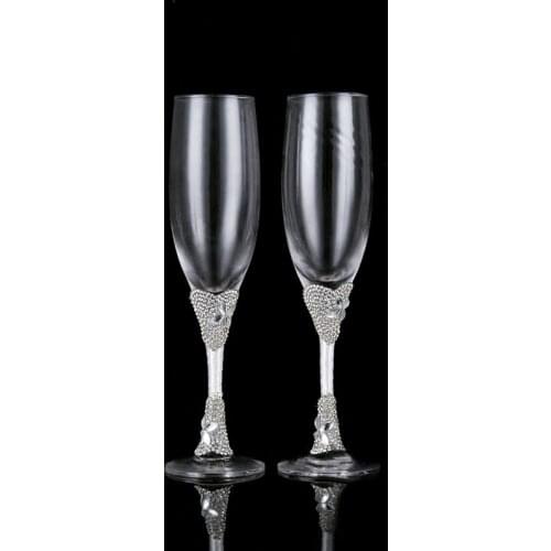 2Pc/Set Creative Gift Bridal and Groom Champagne Flutes Wedding Glasses Set Cup Toasting Goblet Wedding Home Hotel Decoration