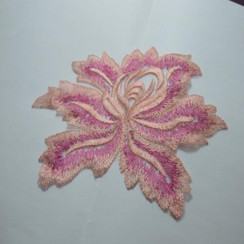 3pcs/lot)Free shipping Wedding Dress Decorated Exquisite pink flower applique connections Applique Sew On Lace Patches-X02