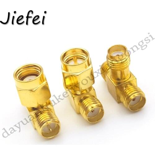 30-300PCS brass 3 type RP SMA Male to Two RP SMA Female Triple T RF Adapter Connector 3 way Splitter