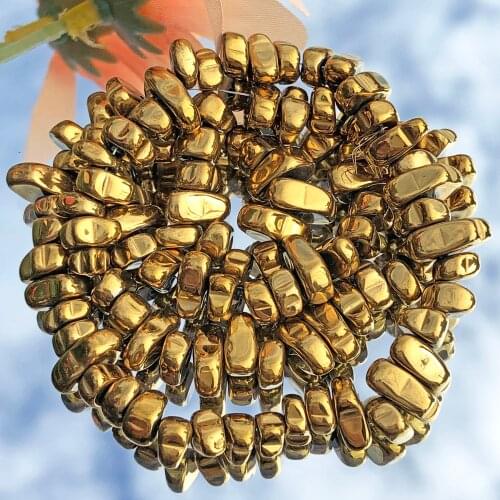 4-8mm Natural Stone Gold Plated Hematite Irregular Gravel Stone Spacer Loose Beads for Jewelry Making Diy Bead Bracelet Finding