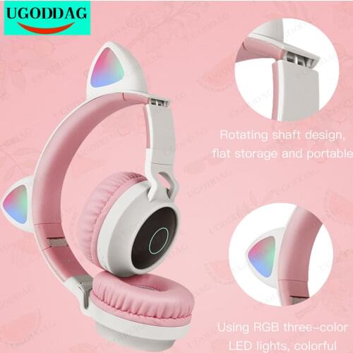 Bluetooth Headphones Kitty Cute Earphone for Girls Wireless Earphones with Microphone Birthday Gifts Cat Ear BlueTooth Headest