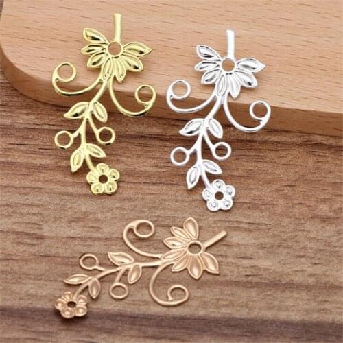 SIXTY TOWFISH 20 Pieces 40*22mm DIY Jewelry Accessories Handmade Materials Charms Brass Flower Filigree Flower Slice