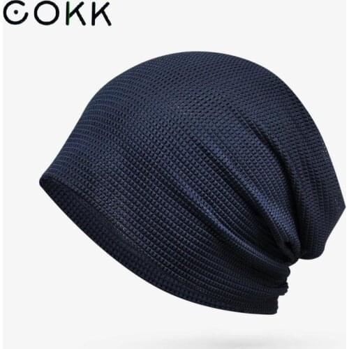 COKK Beanie Hats For Men Women Unisex Summer Autumn Thin Breathable Baggy Cap Hollow Hat Bonnet Femme Beanies Casual New