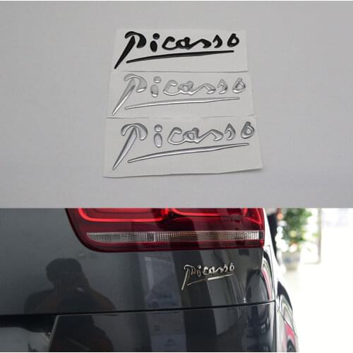 Picasso Emblem Car Logo Sticker Silver Black Gray 3D Letter Auto Badge Nameplate For Citroen C3 C4 Xsara