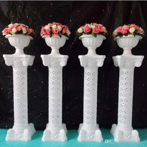 European Style 98 cm Height White Upscale Plastic Hollow Roman Column Wedding Welcome Area Decoration Photo Booth Props Supplies