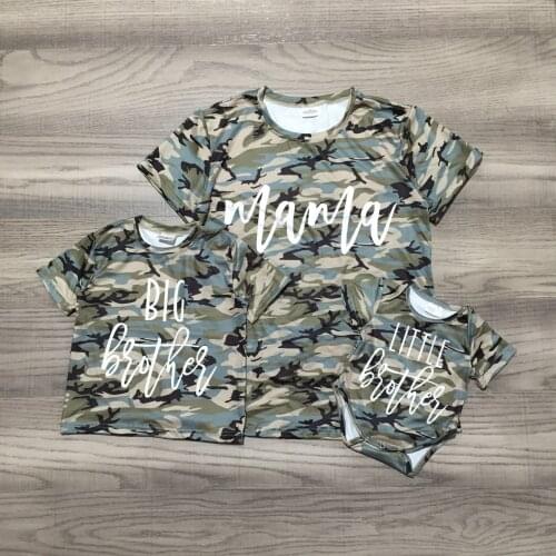 Girlymax Summer Baby Boys Mommy &me Boutique Cotton Camo Top T-shirts Romper Big Brother Children Kids Clothing Short Sleeve