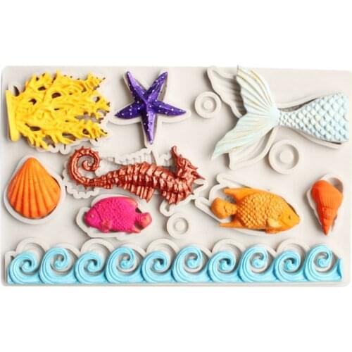 Beauty fish tail shell, starfish, conch, sea Department, five pointed star chocolate silica gel \ sugar turned baking mol
