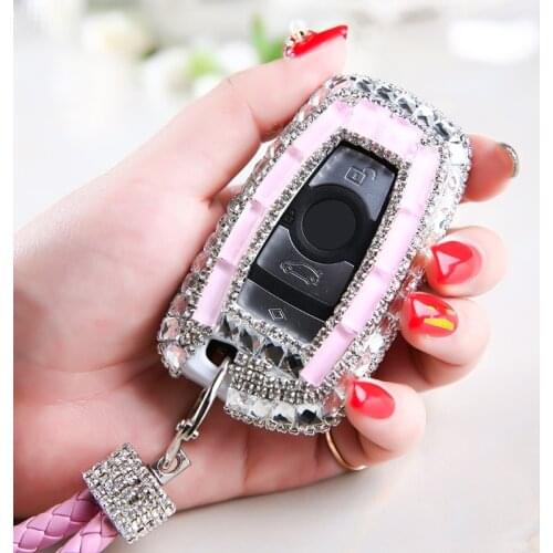 Diamond Pink Car Key Cover Protection Case Protector Shell Covers Interior Accessories For BMW 1 3 5 7 Series X3 X4 M2 M3 M4