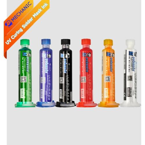 MECHANIC UV curing solder mask ink UV Oil Blue Black Red Yellow Green White Six Color Welding Oil For BGA PCB Insulation Protect