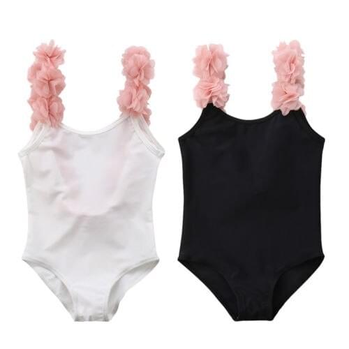 Cute baby bodysuit floral decorated sleeveless beachwear jumpsuit backless swimwear outfit clothes 2-7y