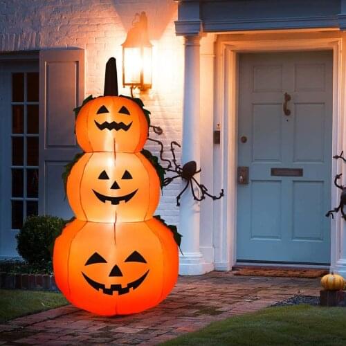 Inflatable 3 Pumpkin Stack Model Outdoor Glowing Halloween Party Props for Home Garden Courtyard Decoration JW
