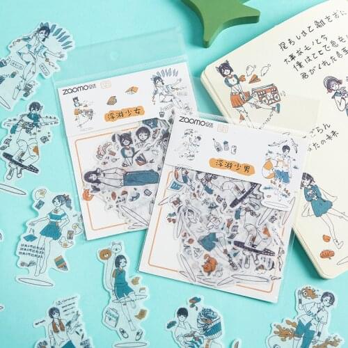 Floating girl series Bullet Journal Decorative Stickers Scrapbooking Stick Label Diary Stationery Album cute cat Stickers