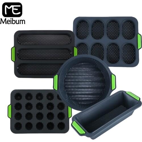 Meibum Non-Stick Silicone Molds Baguette Baking Tools Toast Bread Pan Brownie Dessert Muffin Cup Cake Moulds Kitchen Bakeware