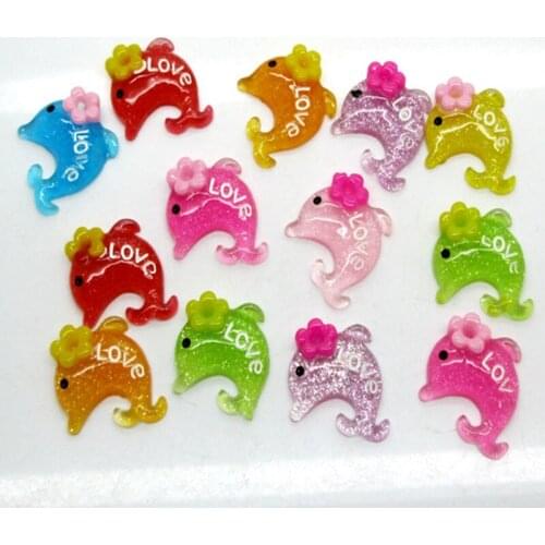 50pcs Mixed Dolphin Resin Flatback Cabochon Jewelry Findings Scrapbooking For Jewelry Making Charms Pendants Accessories Diy