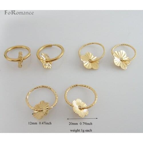NEW LIGHT 1G THREE STYLES YELLOW GOLD OVERLAY ROUND SHAPE SMALL HOOP FLOWER DIA 20 MM 0.79" EARRING