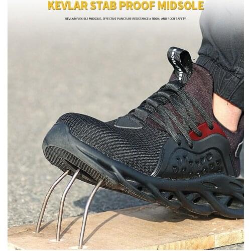 Light Insulation Mens Safety Shoes Anti Smashing Steel Toe Flying Woven Surface Safety Shoes Kailaf Midsole Anti Stab Work Shoe