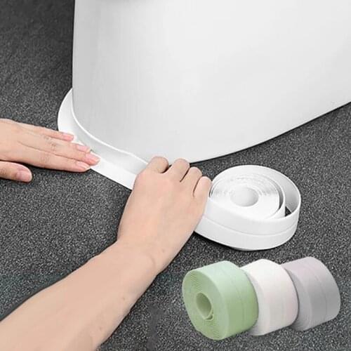 2.2cm Wide Sealing Strip TapeBathroom Kitchen Shower Sink Bath Caulk Strip Self Adhesive Waterproof Wall Sticker Sink Edge Tape