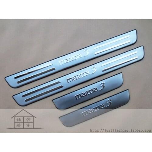 High quality stainless steel Scuff Plate/Door Sill Car Accessories For Mazda 3(4pc)