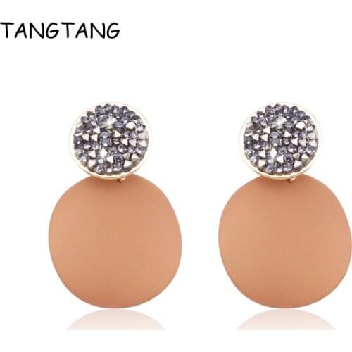 TANGTANG Golden Earrings Boho Vintage Earrings 2019 Loose Crystals Quality Brown Painted Round Bohemian Earrings Rhinestone Nice