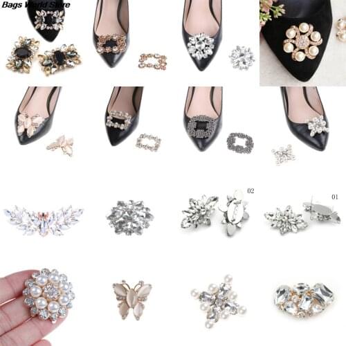 1pc Crystal Shoes Buckle Women Shoes Decorations Shoe Clips Bridal Charm Decor Fashion Shoe Accessories 16 Types