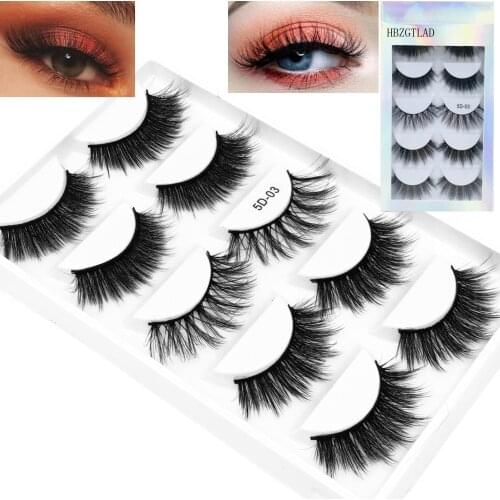 5 Pairs Multi pack 3D Soft Mink Hair False Eyelashes Handmade Wispy Fluffy Long Lashes Natural Eye Makeup Tools Faux Eye Lashes
