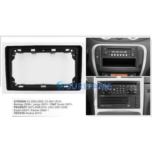 9inch Car Fascia Radio Panel for FIAT Scudo 2007-2016 / TOYOTA ProAce 2013-2016 Facia Dash Kit Trim Adapter Bezel Install Cover