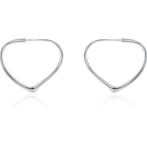 BABYLLNT 925 Silver Heart Hoop Earrings For Women Wedding Engagement Party Fashion Charm Jewelry Gift