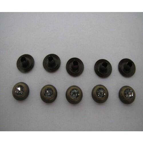 Free shipping rhinestone brass rivet 8mm size plating antique brass color jeans coat and cloth rivet 100set