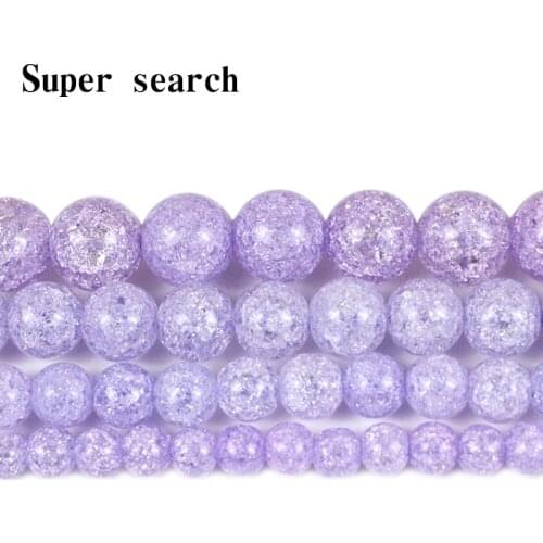 Natural crystal 6/8 /10/12mm Crackled purple crystal stone Loose round beads Necklace earrings for jewelry making Bracelet 15