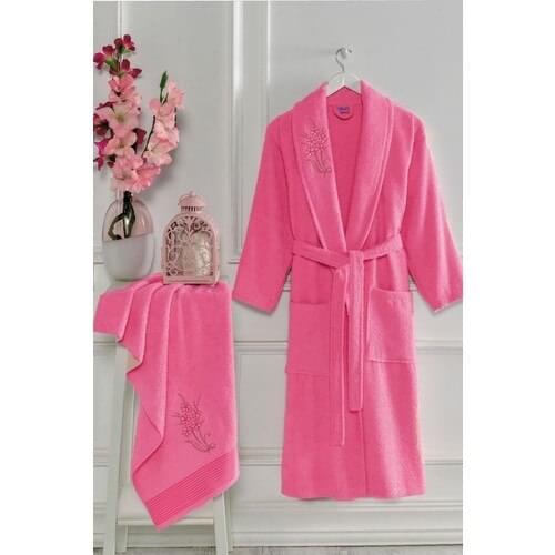 Casnack Fuchsia Havlulu Bathrobe 2li Set