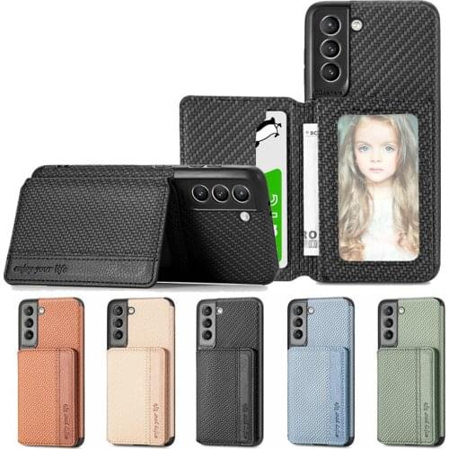 For Samsung S21 FE 2021 Back Case Leather Card RFID Blocking 360 Protect Cover Samsung Galaxy S21 FE Case S 21 Fan Edition Etui