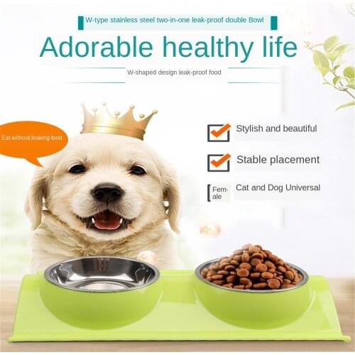 Double Dog Bowl Pet Feeding Station Stainless Steel Water Food Bowls Feeder Solution for Dogs Supplies Pet Bowl Food Container