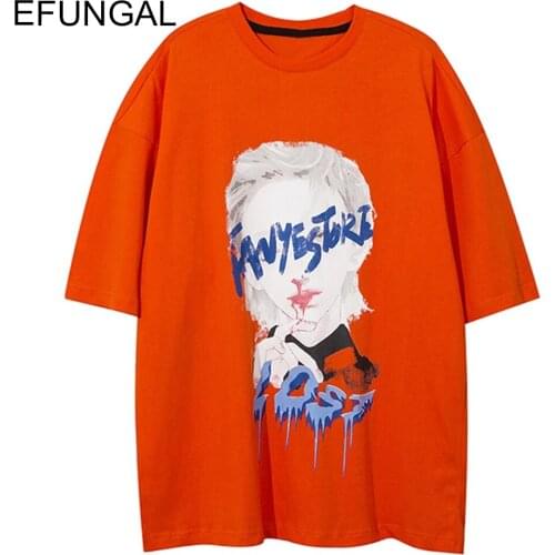 Mens Tees Comics Painting Printed Summer T-shirts Letter Graffiti Urban Short Sleeve Cotton Hip Hop Tshirt 2021 Casual Tops