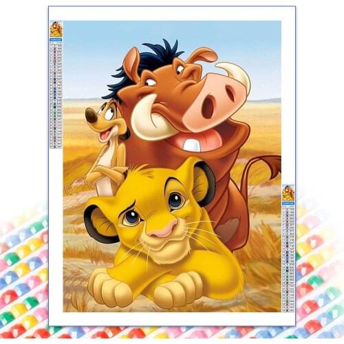 Disney Cartoon Movie Lion King 5D Diamond Painting Simba and His Friend Embroidery Full Square/Round Mosaic Wall Decoration Gift