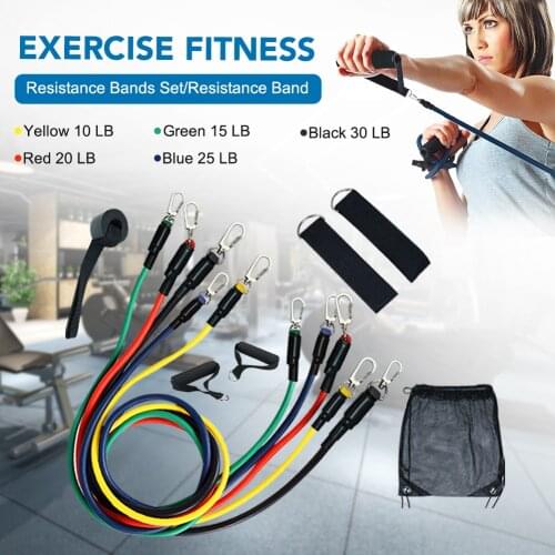 11pcs Resistance Bands Set Physical Therapy Resistance Training Home Workout Yoga-Best Gift with Door Anchor Handles Ankle Strap