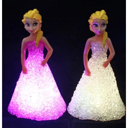 Frozen Princess Doll Anna Elsa Figure Doll Toys Ice Snow Queen 7 LED Color Changing Night Light Lamp Girls Gift