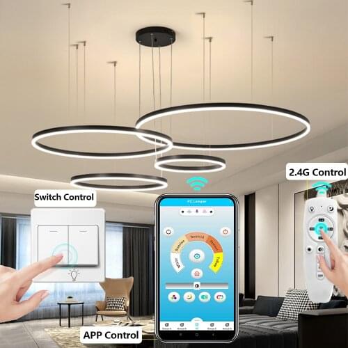 Modern LED Chandelier Living Room Dining Room Kitchen Brown Gold Fashion Brushed Ring20cm40cm60cm80cm Chandelier